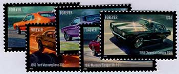 U.S. #5715-19 Pony Cars, 5 Singles