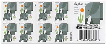 U.S. #5714a Elephants, Double-Sided Booklet of 20