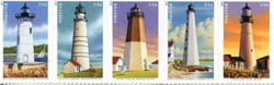 U.S. #4795a New England Coastal Lighthouses, Strip of 5