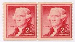 U.S. #1055 2c Thomas Jefferson Coil Pair MNH