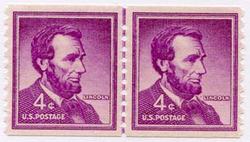 U.S. #1058 4c Abraham Lincoln Line Pair MNH