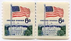 U.S. #1338A 6c Flag and White House, Perf. 10 Vertical Coil Pair MNH