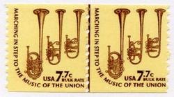 U.S. #1614 7.7c Saxhorns Line Pair MNH