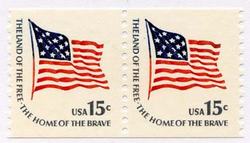 U.S. #1618C 15c Flag Coil Pair MNH