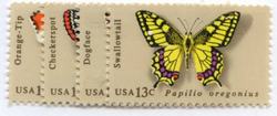U.S. #1712-15 Butterflies Singles, 4 Singles MNH