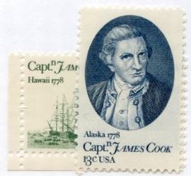 U.S. #1732-33 Captain Cook, 2 Singles MNH