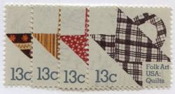 U.S. #1745-48 Folk Art Quilts, 4 Singles MNH