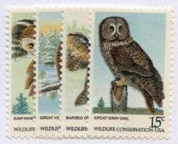 U.S. #1760-63 American Owls , 4 Singles MNH