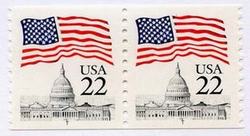 U.S. #2115c 22c Flag Over Capitol Coil Pair MNH