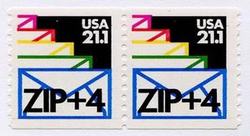 U.S. #2150a 21.1c Envelopes Coil Pair (Zip+4) MNH