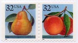 U.S. #2494b Peach and Pear 2493-2494 (Setenant Pair) MNH