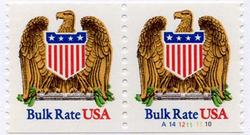 U.S. #2602 Bulk Rate USA Eagle Coil Pair MNH