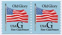 U.S. #2888 Old Glory (Blue) with Black 'G'  Coil Pair MNH