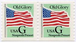 U.S. #2893 Old Glory (Green) & 'G' Coil Pair MNH