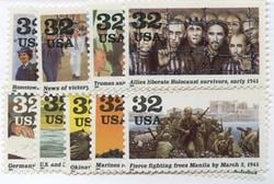 U.S. #2981a-j World War II - 1945, 10 Singles MNH