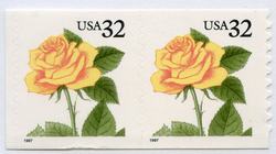 U.S. #3054 32c Yellow Rose Coil Pair MNH