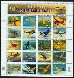 U.S.  #3142 Classic American Aircraft, Pane of 20