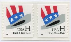 U.S. #3266 Uncle Sam's Hat 'H' Rate Coil Pair MNH