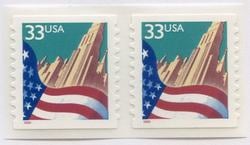 U.S. #3282 Flag Over City Coil Pair MNH