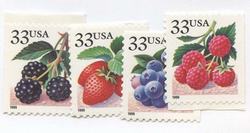 U.S. #3294a-97a Berries (2000), 4 Singles MNH