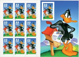 U.S.  #3307 Daffy Duck, Pane of 10 w/die cut