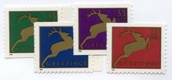 U.S. #3364-67 Christmas Deer, 4 Singles MNH