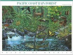 U.S.  #3378 Nature of America - Pacific Coast Rain Forest, Pane of 10