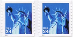 U.S. #3466 34c Statue of Liberty Coil Pair MNH