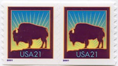 U.S. #3475 21c American Bison Coil Pair MNH