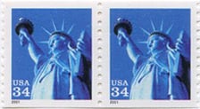 U.S. #3476 34c Statue of Liberty Coil Pair MNH