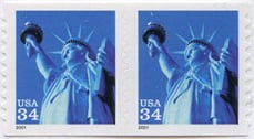 U.S. #3477 34c Statue of Liberty Coil Pair MNH