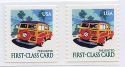 U.S. #3522 Woody Wagon - 1st Card Coil Pair MNH