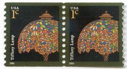 U.S. #3758 1c Tiffany Lamp Coil Pair MNH