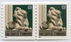 U.S. #3769 10c NYPL Lion Coil Pair MNH