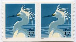 U.S. #3829 37c Snowy Egret Coil Pair (2003) MNH