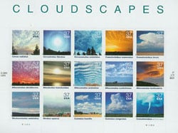 U.S.  #3878 Cloudscapes Pane of 15