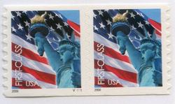 U.S. #3968 (39c) Liberty & Flag Coil Pair MNH