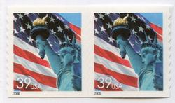 U.S. #3981 39c Lady Liberty Flag Coil Pair MNH