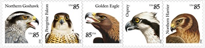U.S. #4612a Birds of Prey 85c, Strip of 5