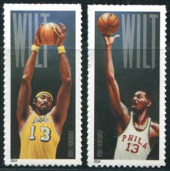 U.S. #4950-4951 Wilt Chamberlain, 2 Singles