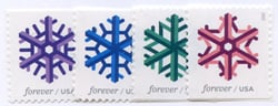 U.S. #5031-34 Snowflakes, 4 Singles