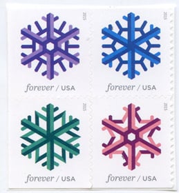 U.S. #5034a Snowflakes, Block of 4