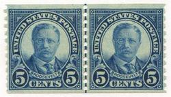 U.S. #602 5c Theodore Roosevelt Coil - MNH Line Pair