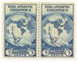 U.S. #753 Byrd Antarctic Vertical Line Pair