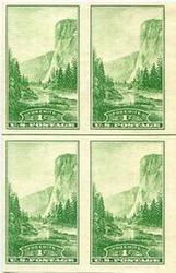 U.S. #756 Yosemite Yosemite Horizontal Line Block of 4 w/arrow right or left