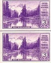 U.S. #758 Mt Rainier Horizontal Line Pair