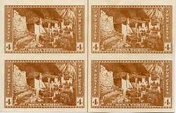 U.S. #759 Mesa Verde Vertical Line Block of 4 w/arrow top or bottom