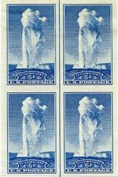 U.S. #760 Old Faithful Vertical Line Block of 4 w/arrow top or bottom