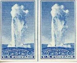 U.S. #760 Old Faithful Vertical Line Pair