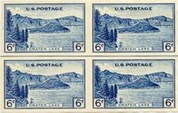 U.S. #761 Crater Lake Horizontal Line Block 4 w/arrow right or left